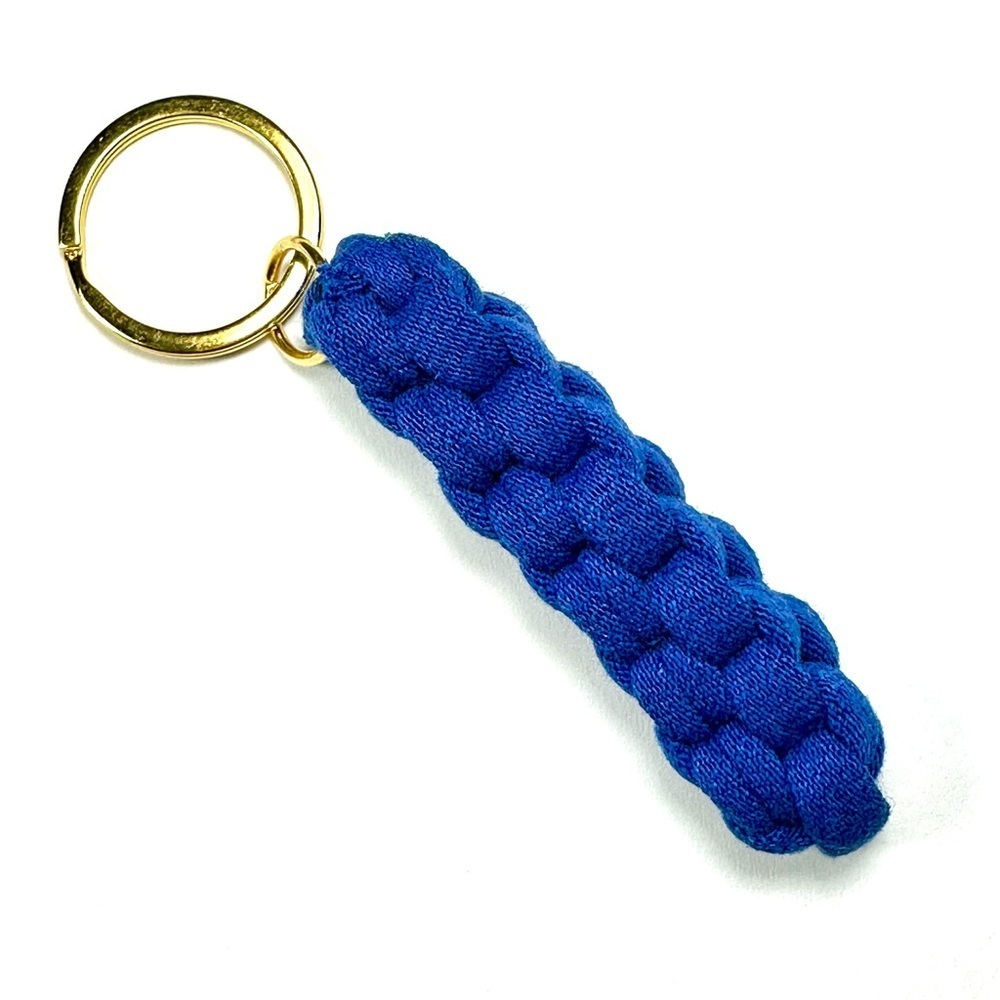 Blue Box Knot Keychain Gold Ring Braid T-Shirt Yarn Macrame Nautical Lanyard - Picture 4 of 7